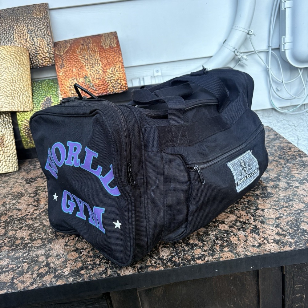 Vintage 80'-90's World Gym Duffle Bag Gym Bag Rare Zippers Work Minor Stains